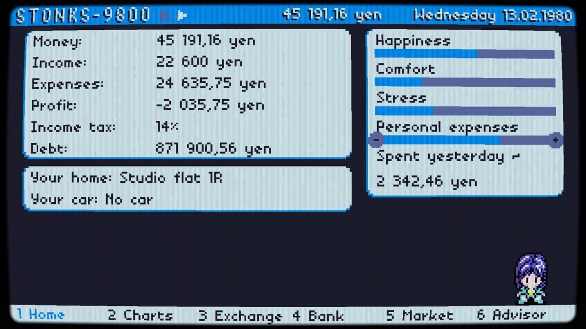 Screenshot from Stonks-9800: Stock Market Simulator