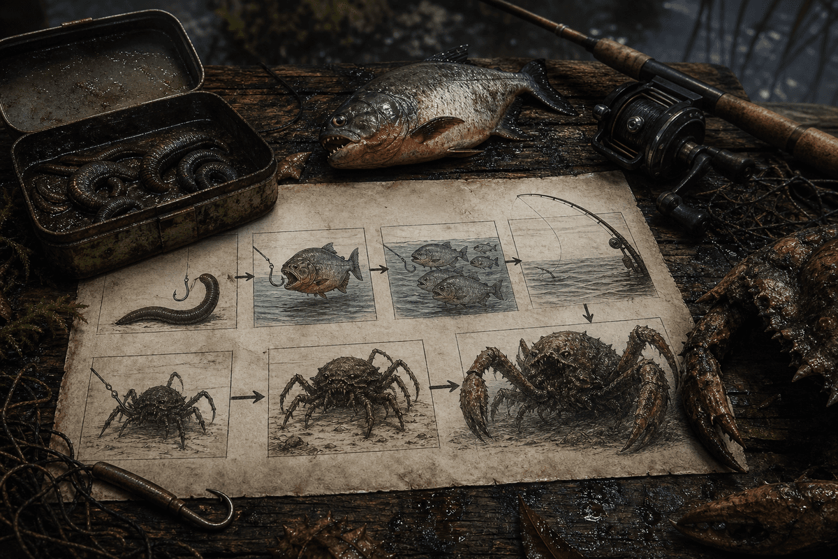 How to Fish : sangsues et route Spider Crab/Giant Piranha