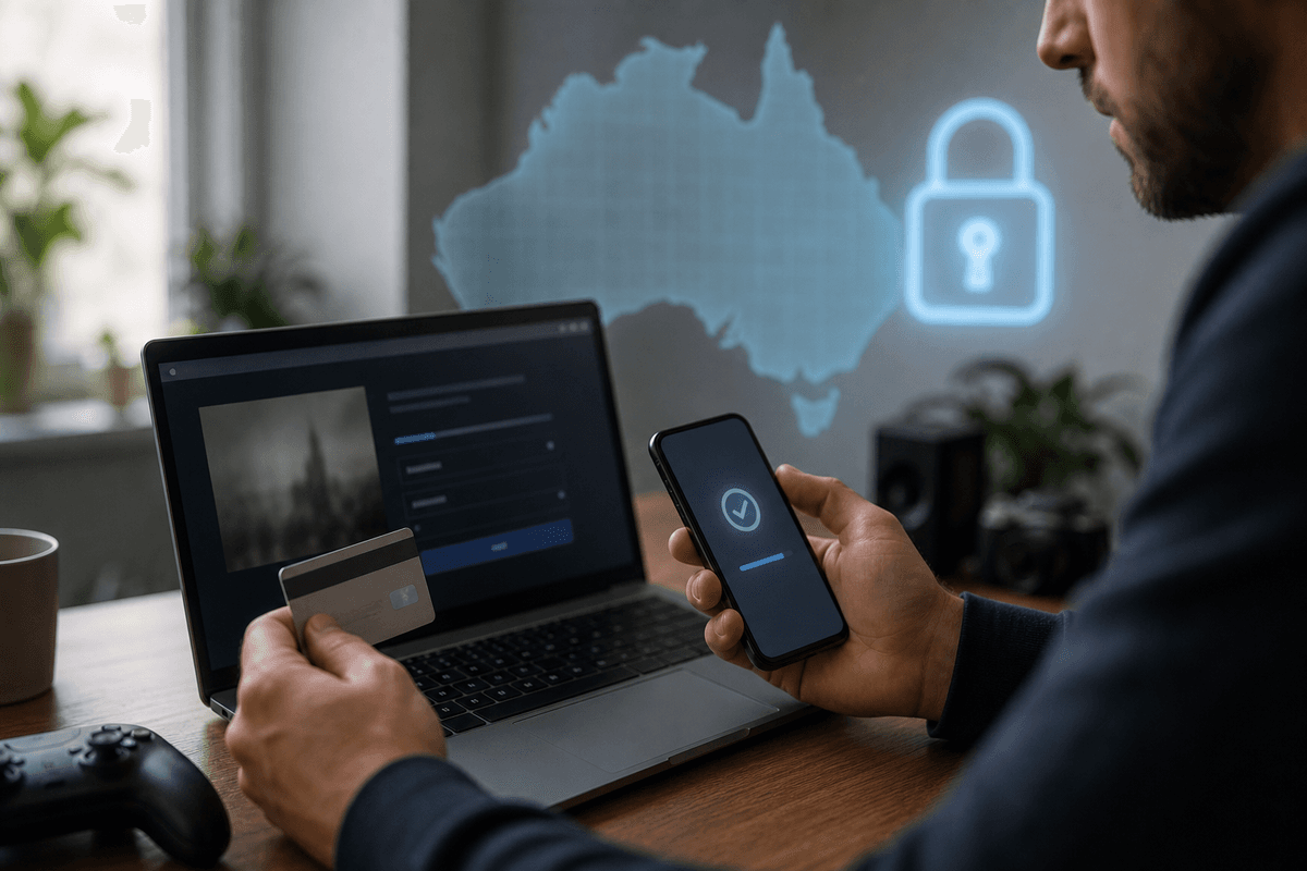 Contextual image of credit-card verification for online age-gated purchases in Australia.